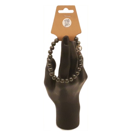 Dark Grey Beads Bracelet 8" 1/2 dark-grey-beads-bracelet-8-half-inches
