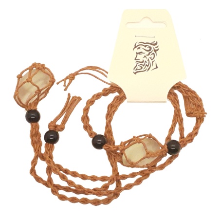 Translucent Stones Necklace & Bracelet transluscent-stones-brown-string-necklace-bracelet-set